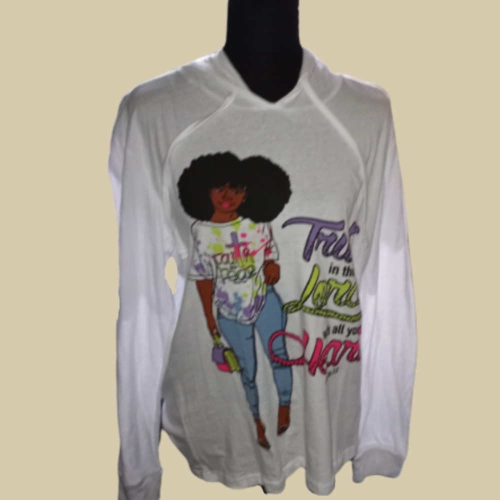 ON FIRE- Trust In The Lord With All Your Heart- Women's Hooded Tee- PLUS SIZE